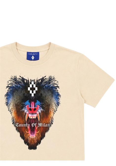 Cream cotton T-shirt for children MARCELO BURLON | JBTH011PANNA